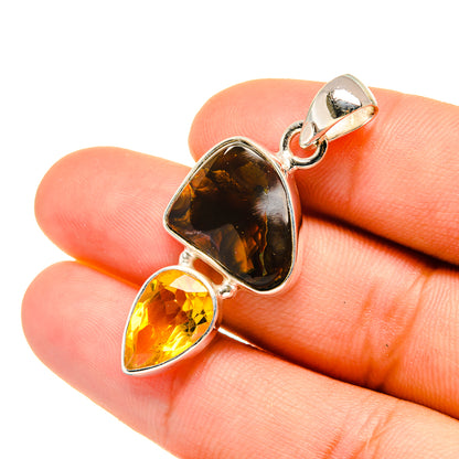 Mexican Fire Agate Pendants handcrafted by Ana Silver Co - PD5804