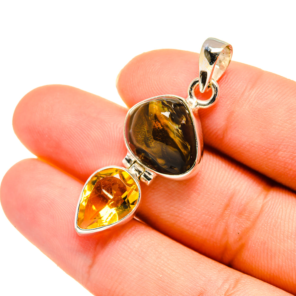 Mexican Fire Agate Pendants handcrafted by Ana Silver Co - PD5809