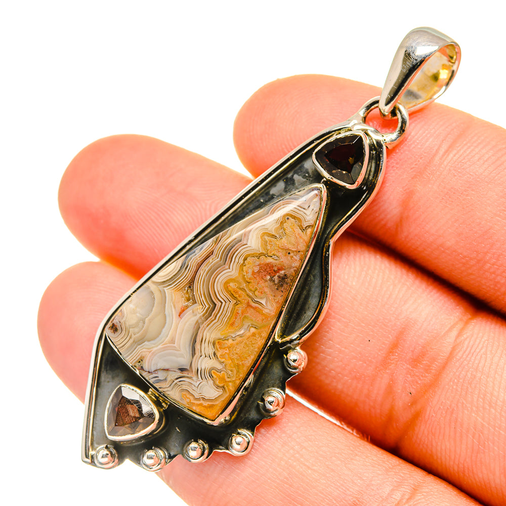 Laguna Lace Agate Pendants handcrafted by Ana Silver Co - PD5818