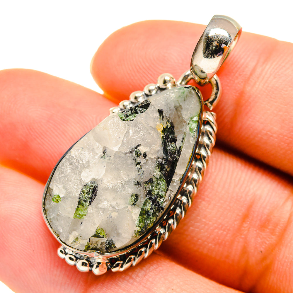 Green Tourmaline In Quartz Pendants handcrafted by Ana Silver Co - PD5843