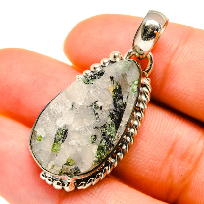 Green Tourmaline In Quartz Pendants handcrafted by Ana Silver Co - PD5843