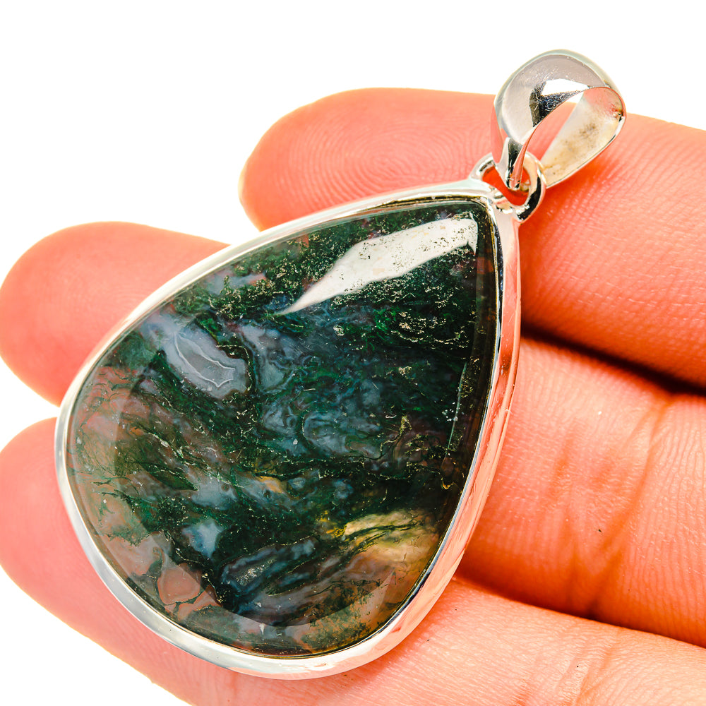 Green Moss Agate Pendants handcrafted by Ana Silver Co - PD5895
