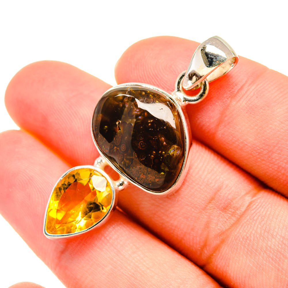 Mexican Fire Agate Pendants handcrafted by Ana Silver Co - PD5911
