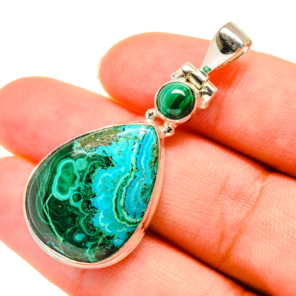Malachite In Chrysocolla Pendants handcrafted by Ana Silver Co - PD5947