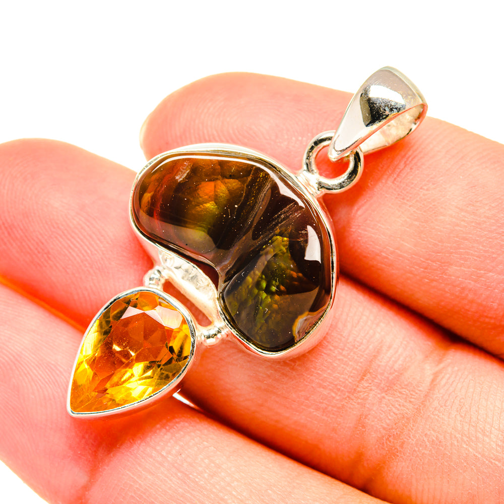 Mexican Fire Agate Pendants handcrafted by Ana Silver Co - PD6005