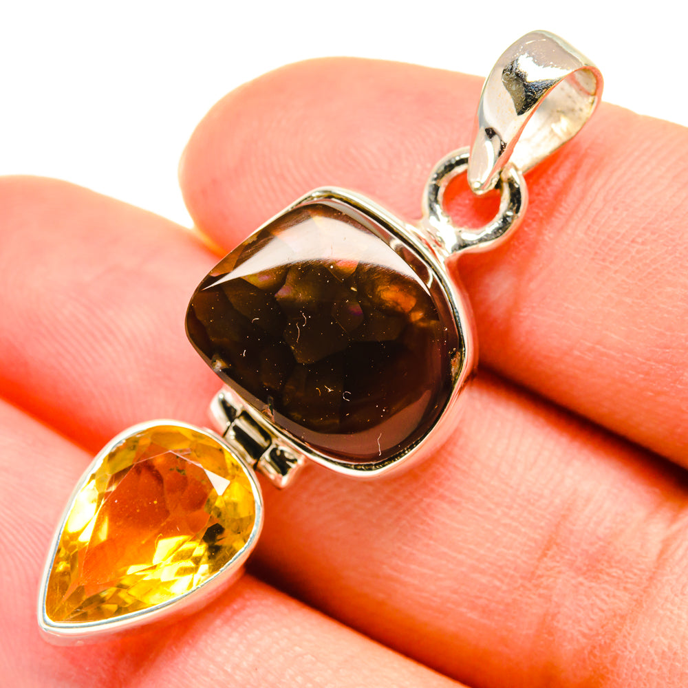 Mexican Fire Agate Pendants handcrafted by Ana Silver Co - PD6006