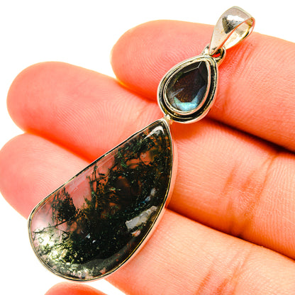 Green Moss Agate Pendants handcrafted by Ana Silver Co - PD6036