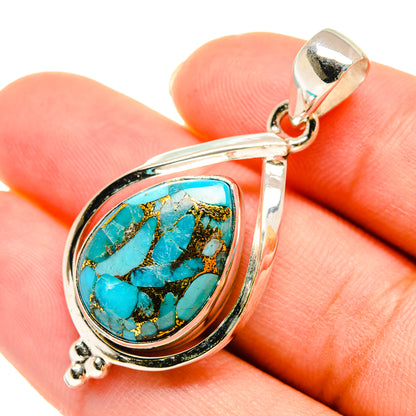 Blue Copper Composite Turquoise Pendants handcrafted by Ana Silver Co - PD6041