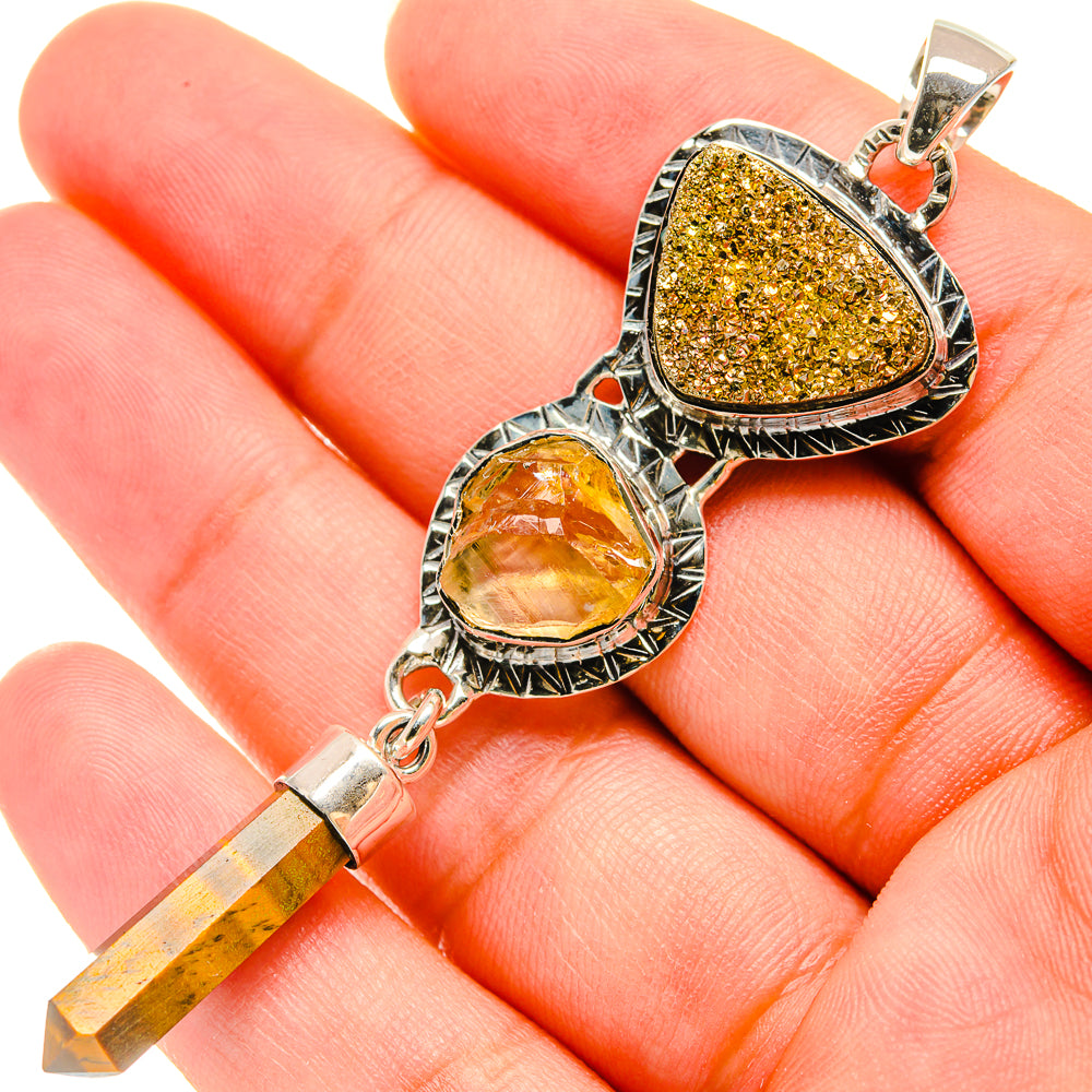 Spectro Pyrite Druzy Pendants handcrafted by Ana Silver Co - PD6051