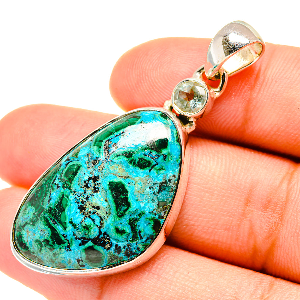 Malachite In Chrysocolla Pendants handcrafted by Ana Silver Co - PD6104