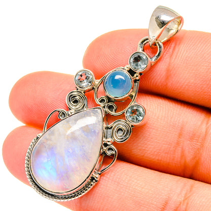 Rainbow Moonstone Pendants handcrafted by Ana Silver Co - PD6128