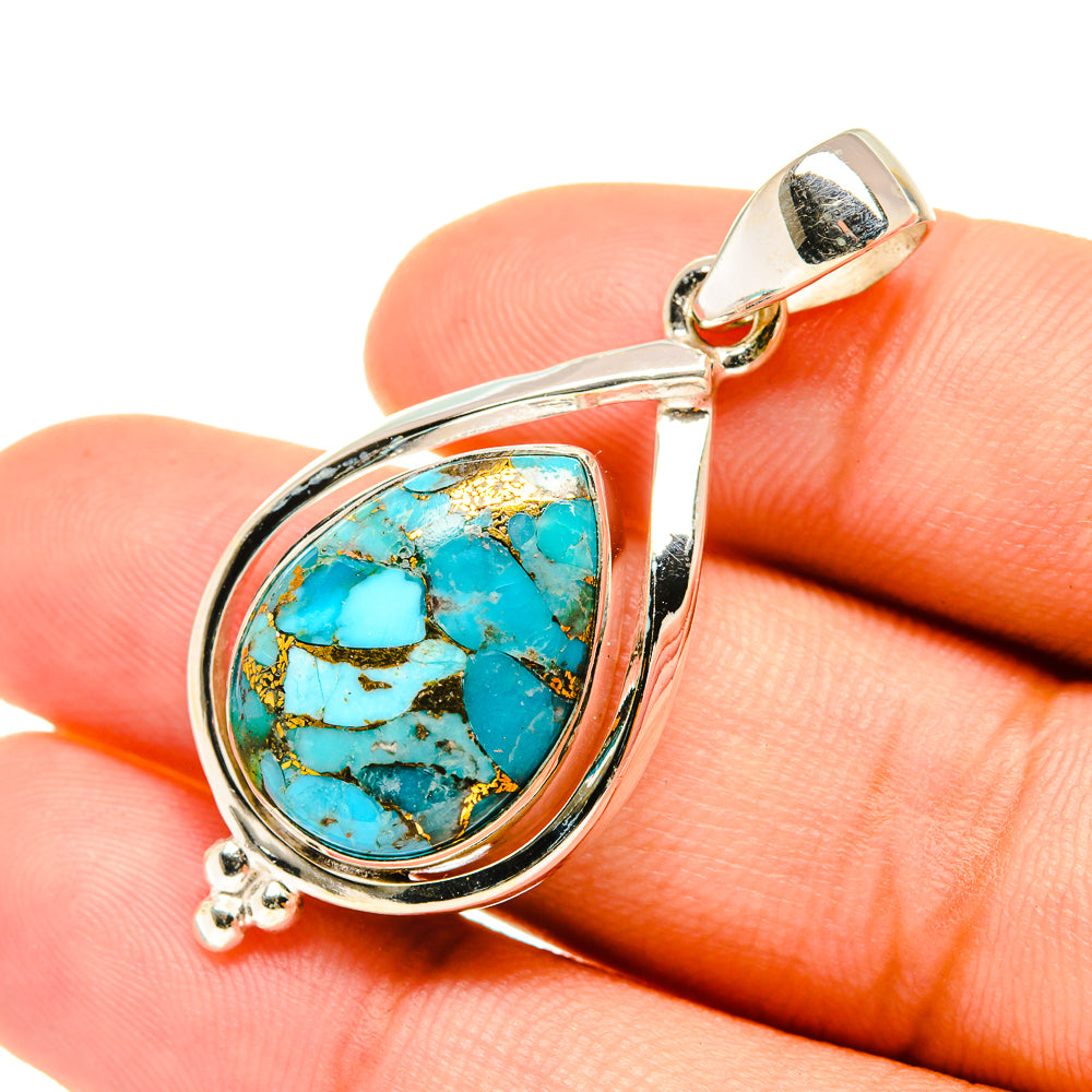 Blue Copper Composite Turquoise Pendants handcrafted by Ana Silver Co - PD6140