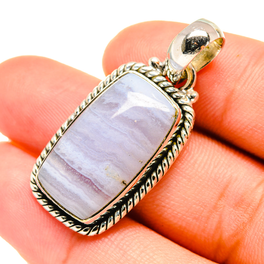 Blue Lace Agate Pendants handcrafted by Ana Silver Co - PD6150