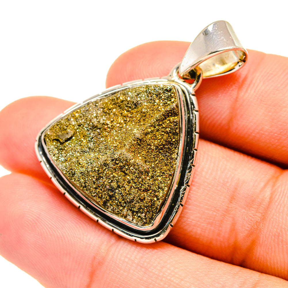 Spectro Pyrite Druzy Pendants handcrafted by Ana Silver Co - PD6164