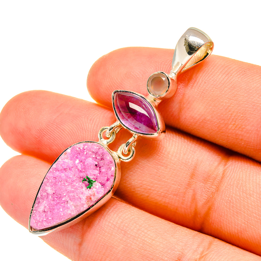 Cobalto Calcite Druzy Pendants handcrafted by Ana Silver Co - PD6210