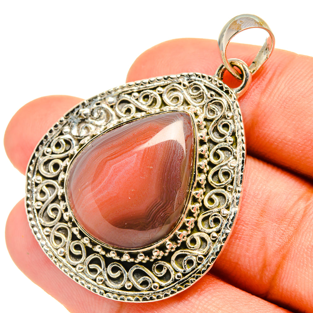 Orange Botswana Agate Pendants handcrafted by Ana Silver Co - PD6217