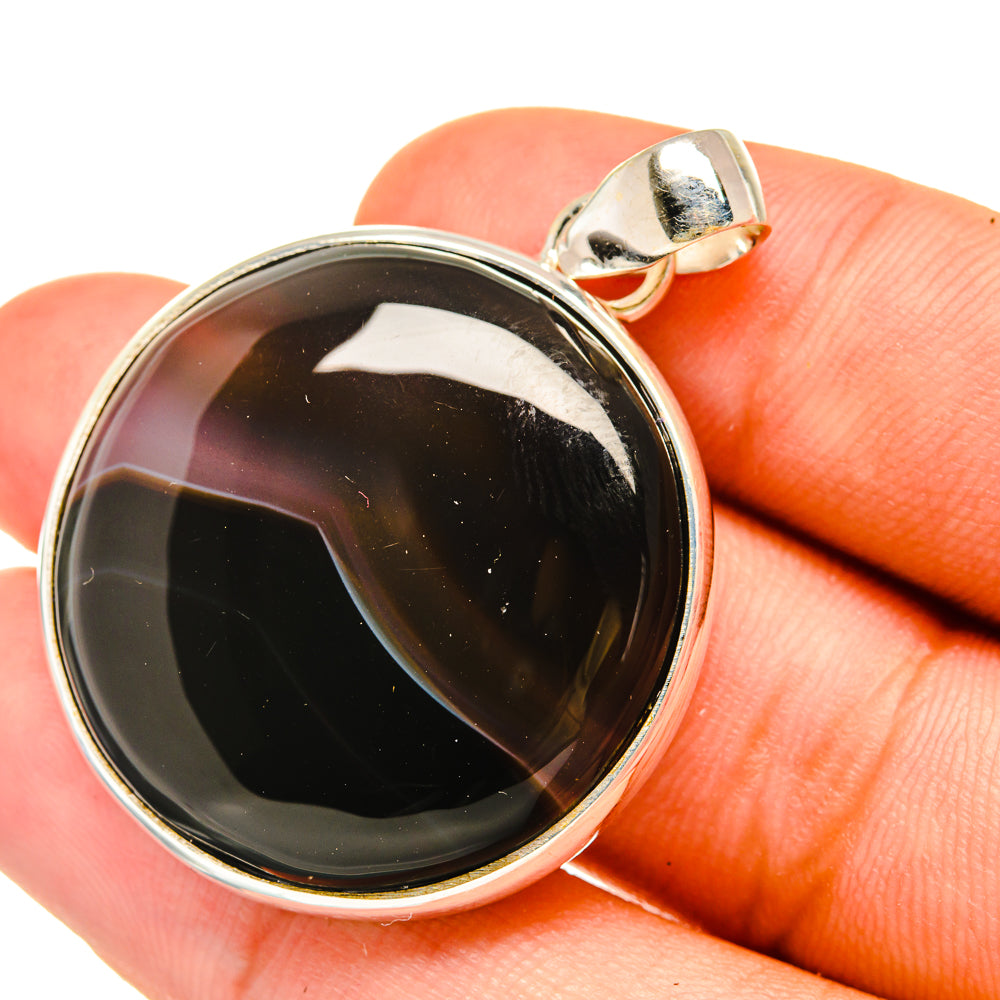 Black Botswana Agate Pendants handcrafted by Ana Silver Co - PD6276