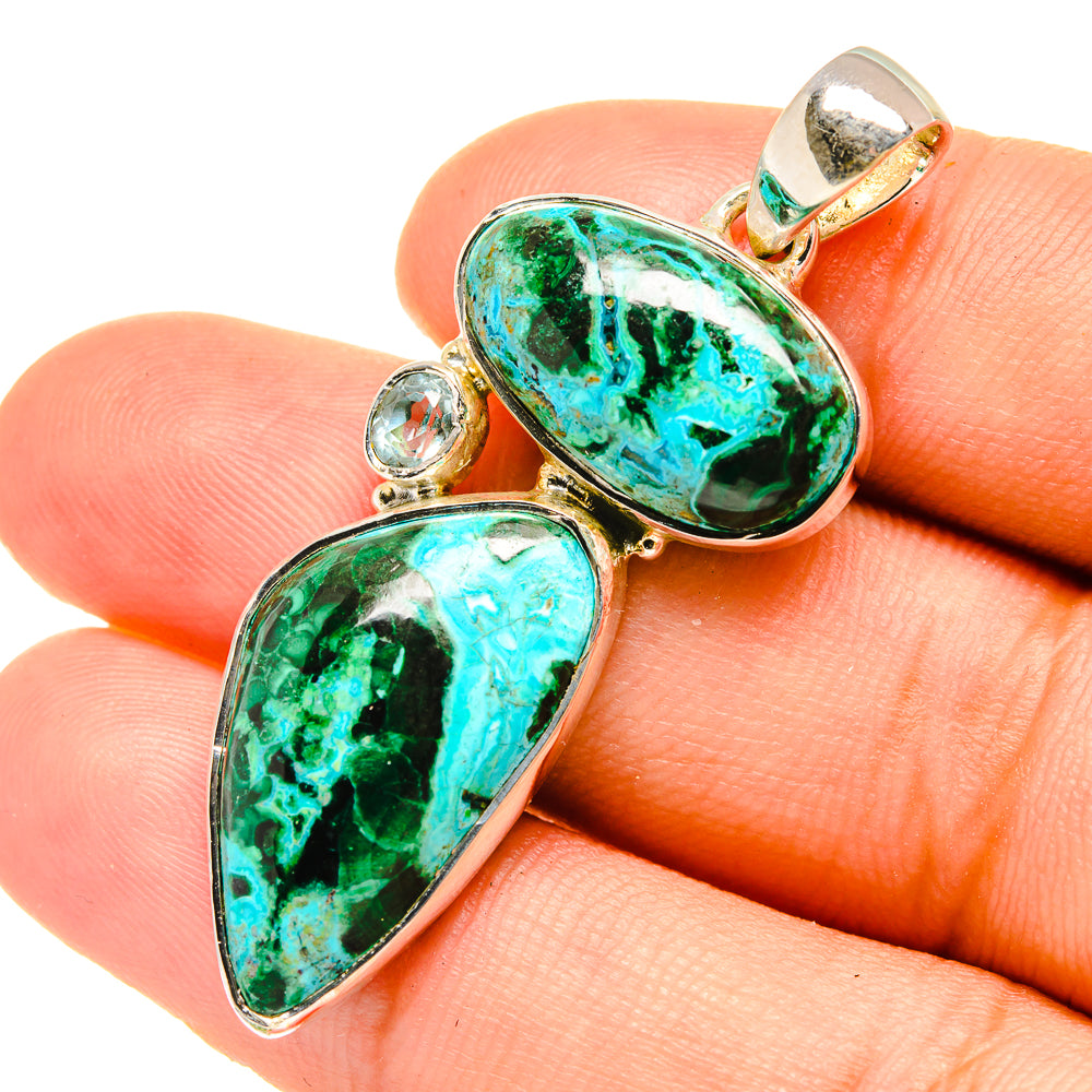 Malachite In Chrysocolla Pendants handcrafted by Ana Silver Co - PD6294