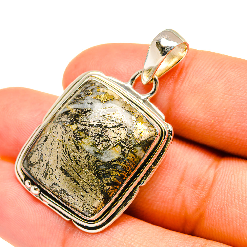 Pyrite Agate Pendants handcrafted by Ana Silver Co - PD6317