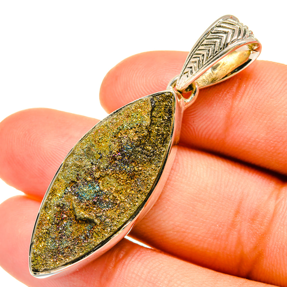 Spectro Pyrite Druzy Pendants handcrafted by Ana Silver Co - PD6360