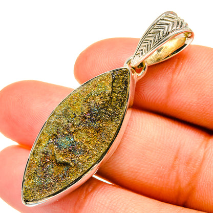 Spectro Pyrite Druzy Pendants handcrafted by Ana Silver Co - PD6360