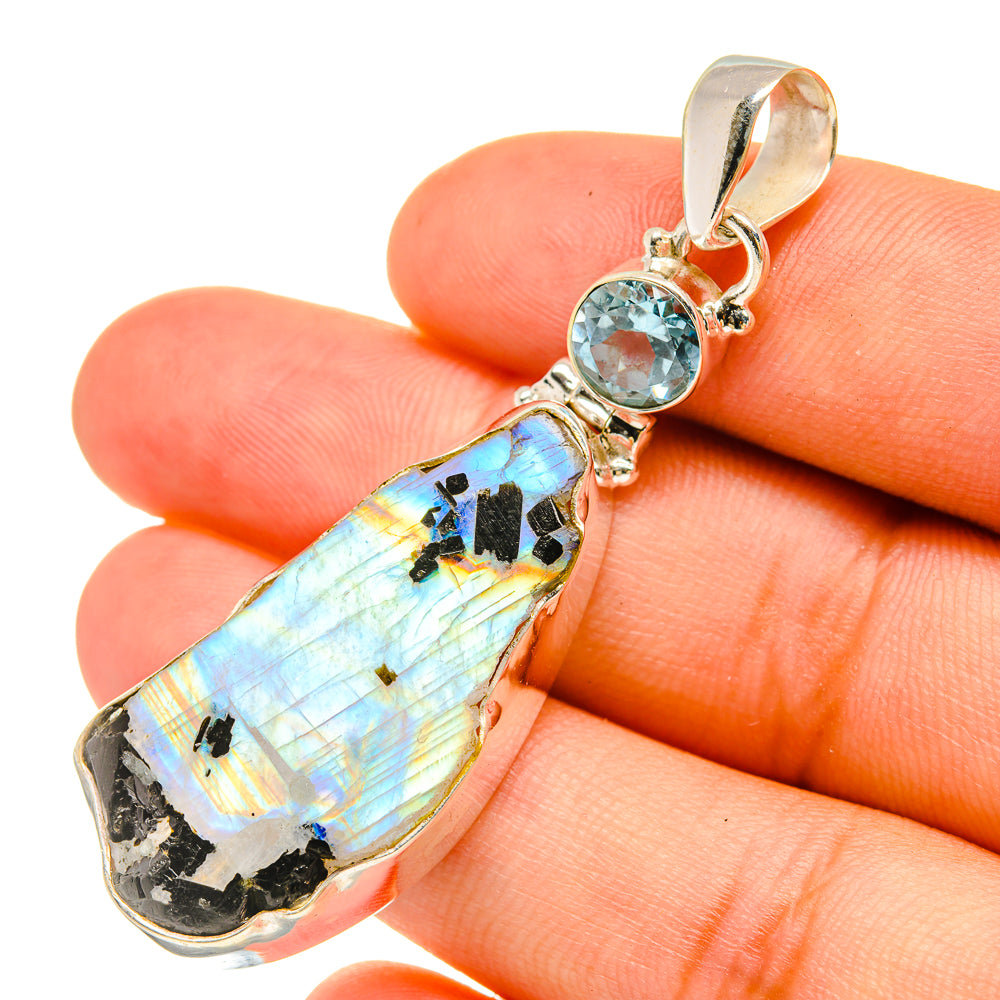 Rainbow Moonstone Pendants handcrafted by Ana Silver Co - PD6422