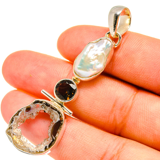 Coconut Geode Druzy Pendants handcrafted by Ana Silver Co - PD6431