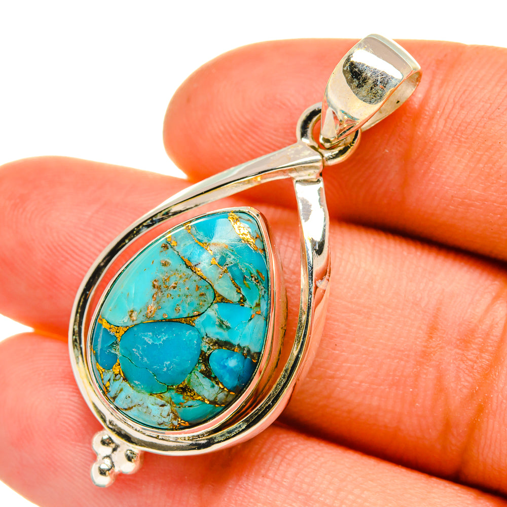 Blue Copper Composite Turquoise Pendants handcrafted by Ana Silver Co - PD6469