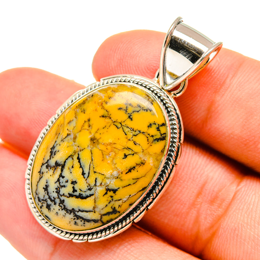 Yellow Dendrite Opal Pendants handcrafted by Ana Silver Co - PD6477