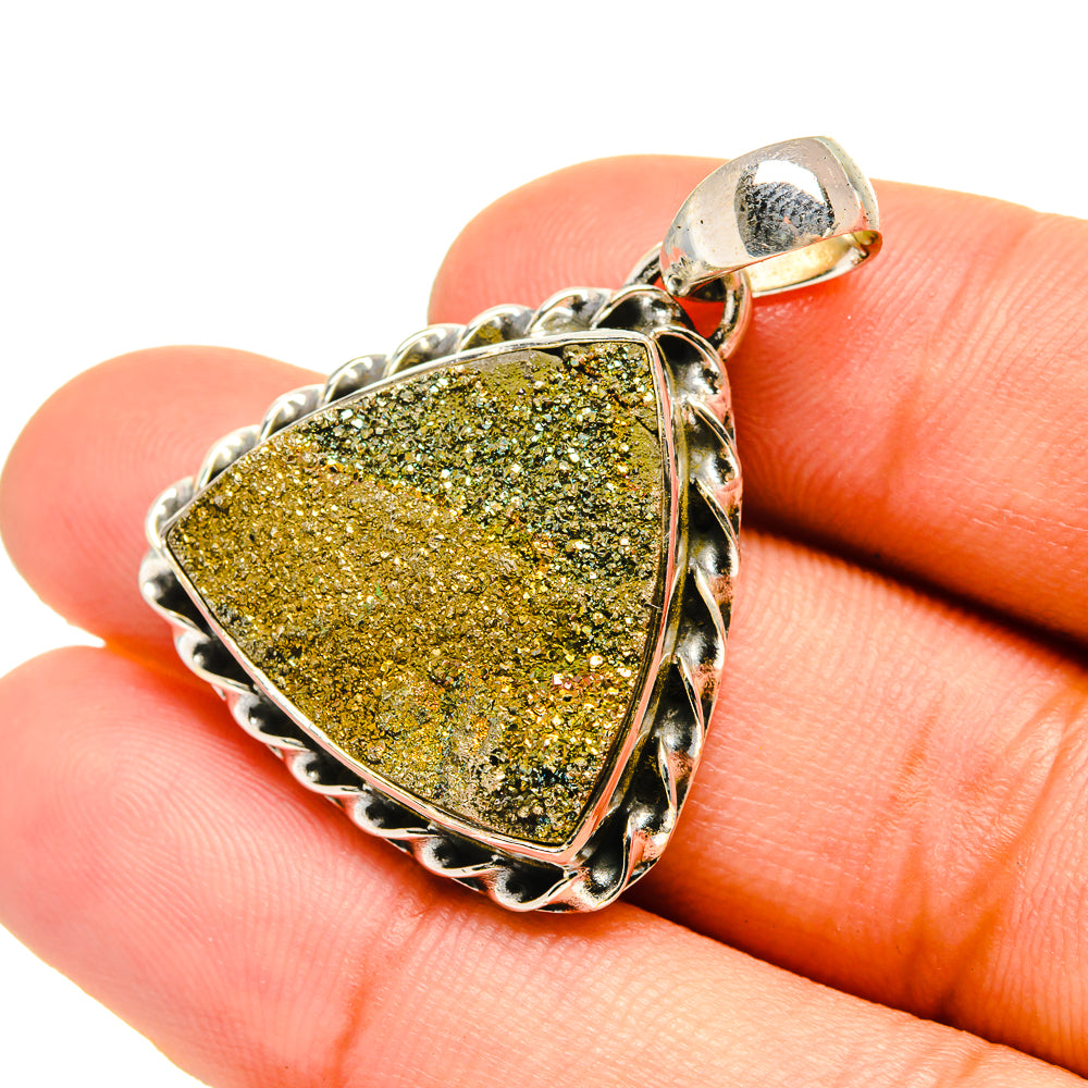 Spectro Pyrite Druzy Pendants handcrafted by Ana Silver Co - PD6483