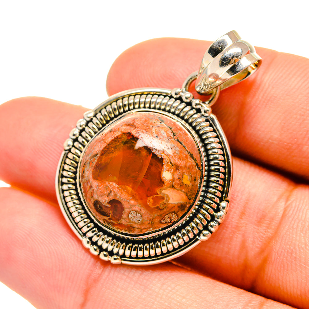 Mexican Fire Opal Pendants handcrafted by Ana Silver Co - PD6488