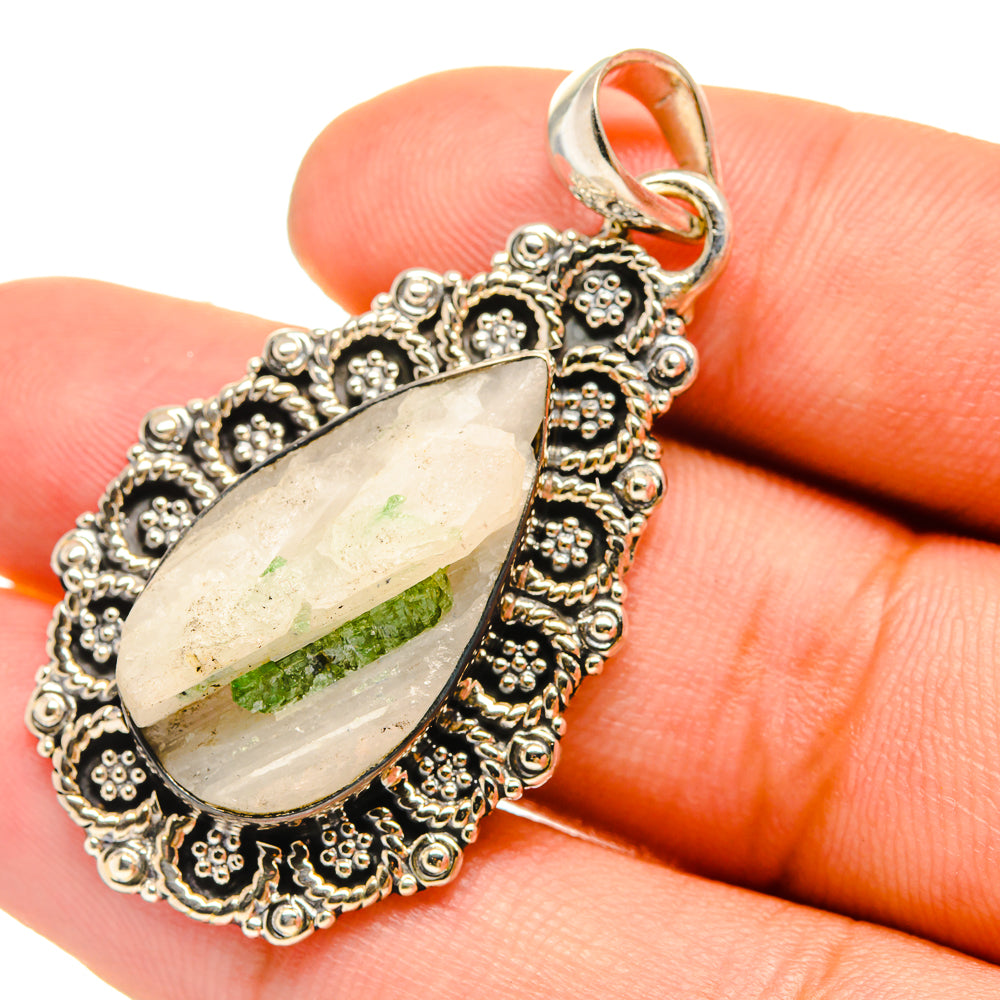 Green Tourmaline In Quartz Pendants handcrafted by Ana Silver Co - PD6518