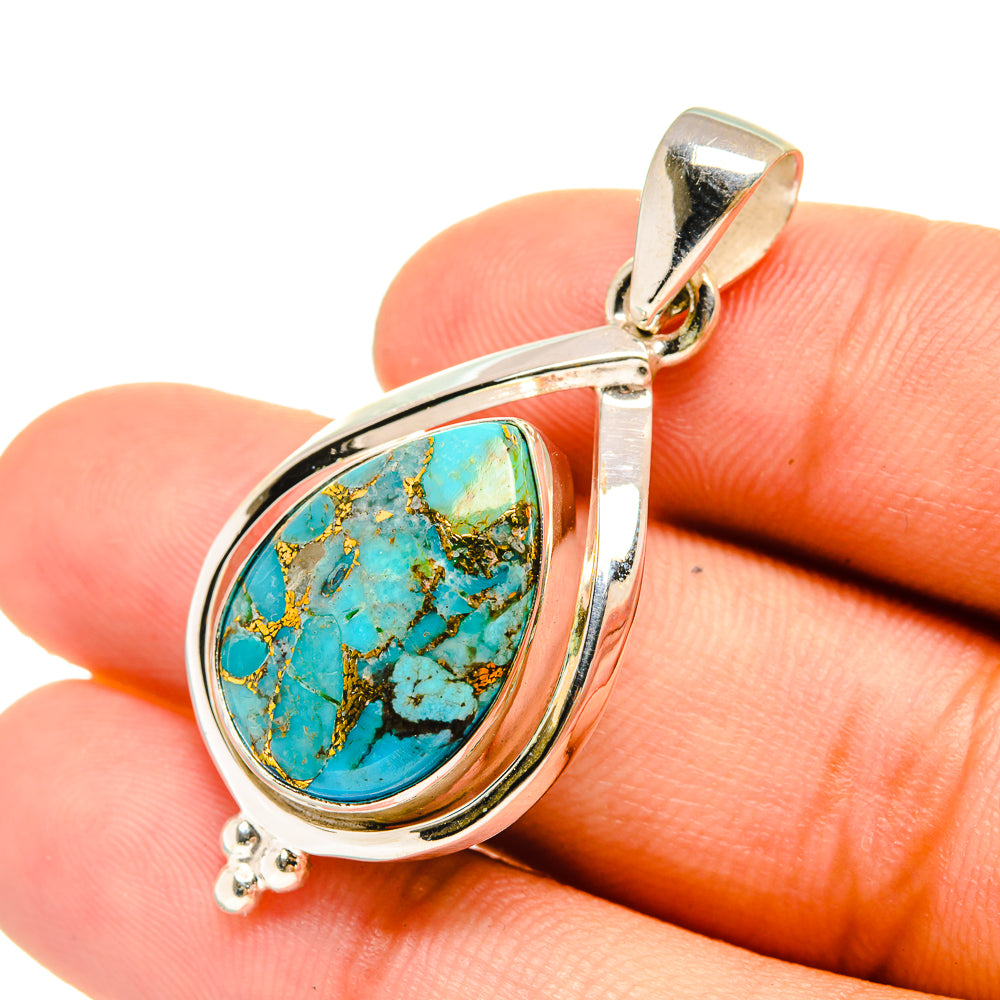 Blue Copper Composite Turquoise Pendants handcrafted by Ana Silver Co - PD6528