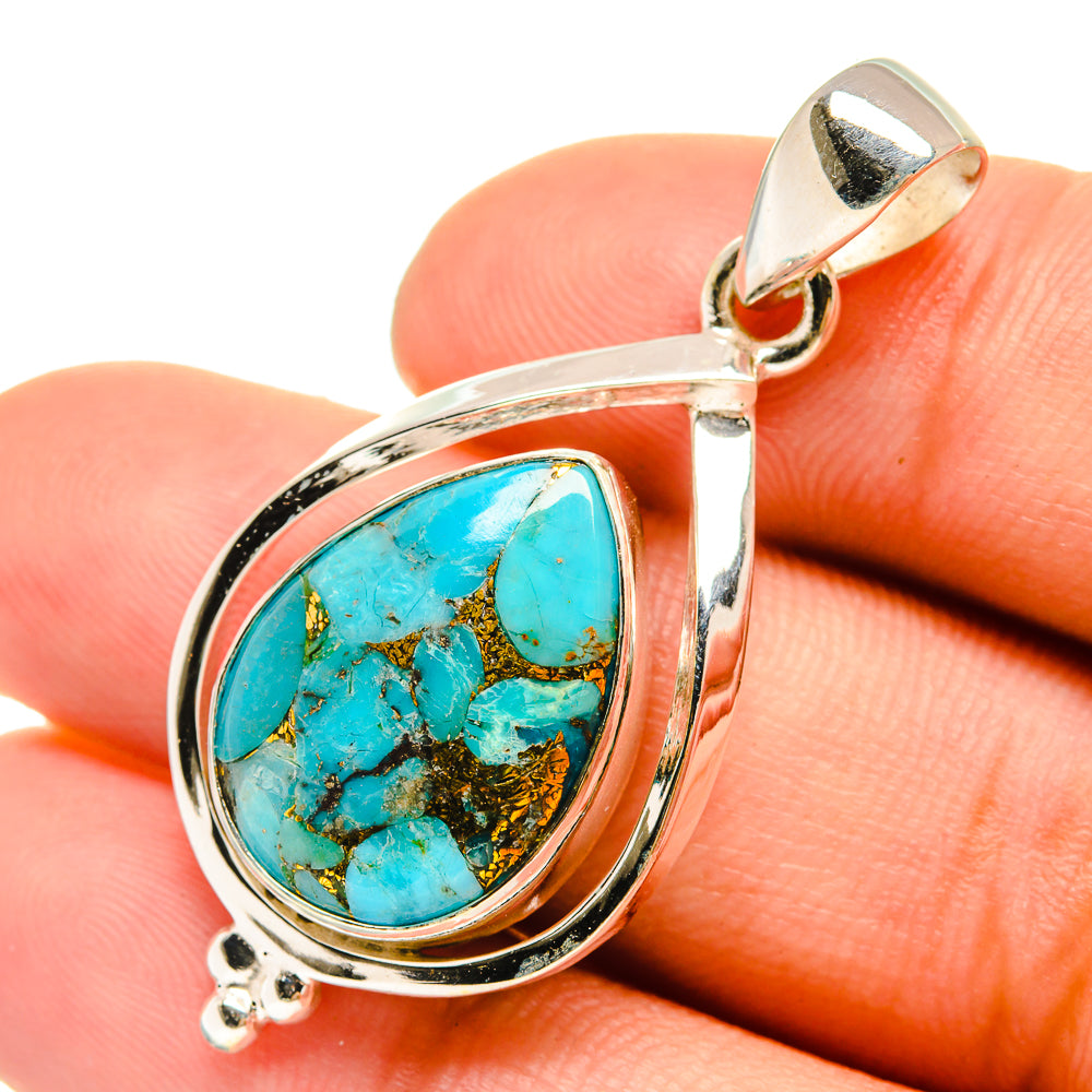 Blue Copper Composite Turquoise Pendants handcrafted by Ana Silver Co - PD6539