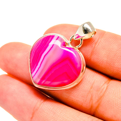 Pink Botswana agate pendant on sterling silver bail, oval cabochon