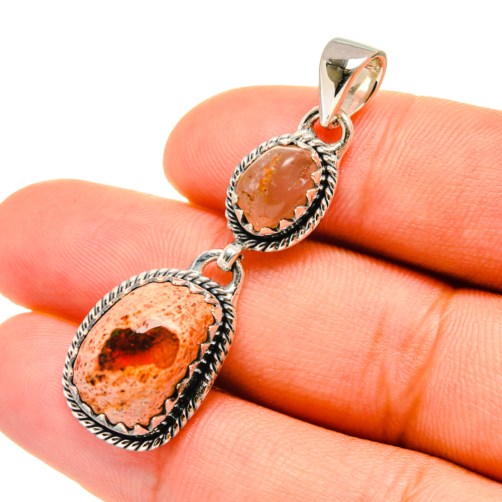 Mexican Fire Opal Pendants handcrafted by Ana Silver Co - PD6620