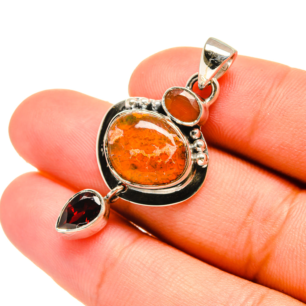 Mexican Fire Opal Pendants handcrafted by Ana Silver Co - PD6631