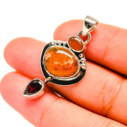 Mexican Fire Opal Pendants handcrafted by Ana Silver Co - PD6631