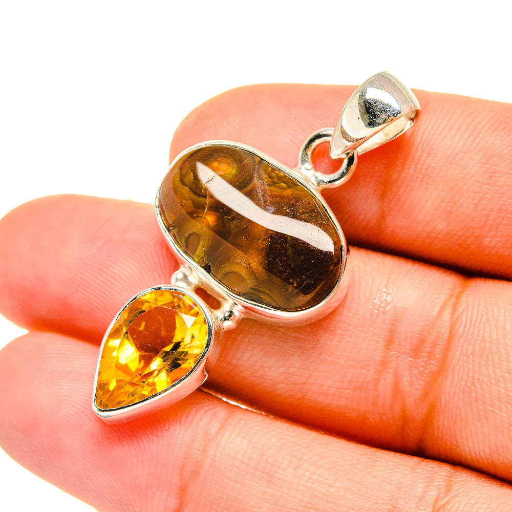 Mexican Fire Agate Pendants handcrafted by Ana Silver Co - PD6635