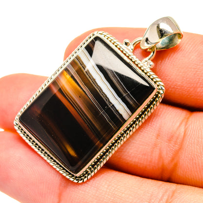Black Botswana Agate Pendants handcrafted by Ana Silver Co - PD6713