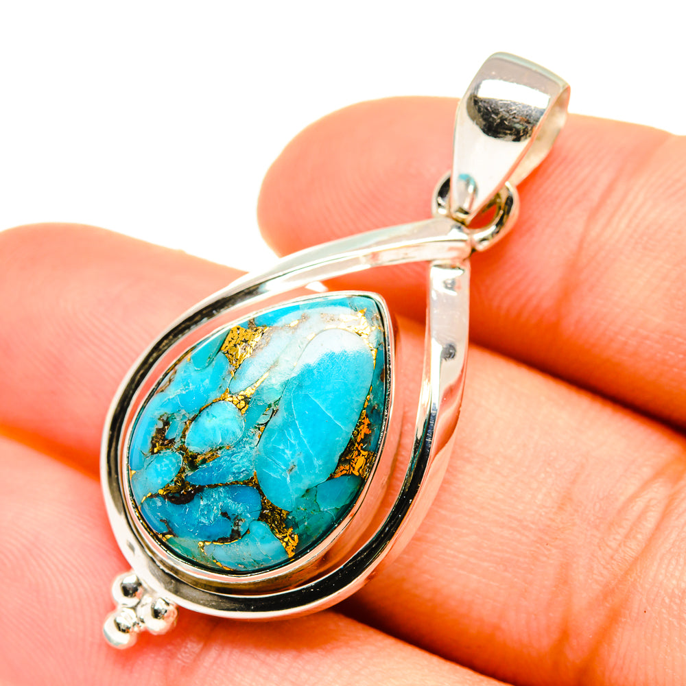 Blue Copper Composite Turquoise Pendants handcrafted by Ana Silver Co - PD6740