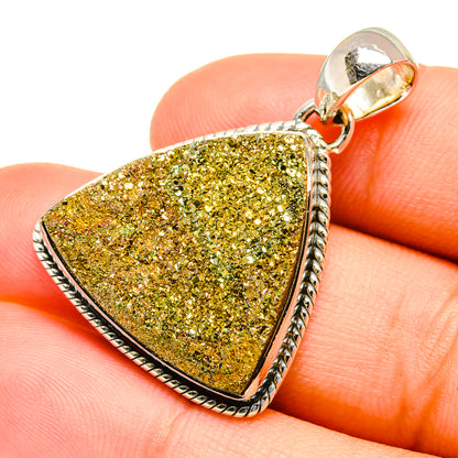 Spectro Pyrite Druzy Pendants handcrafted by Ana Silver Co - PD6746