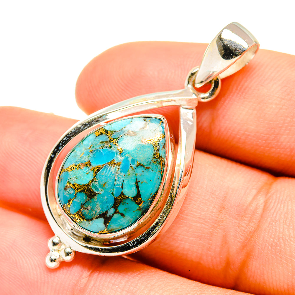 Blue Copper Composite Turquoise Pendants handcrafted by Ana Silver Co - PD6754