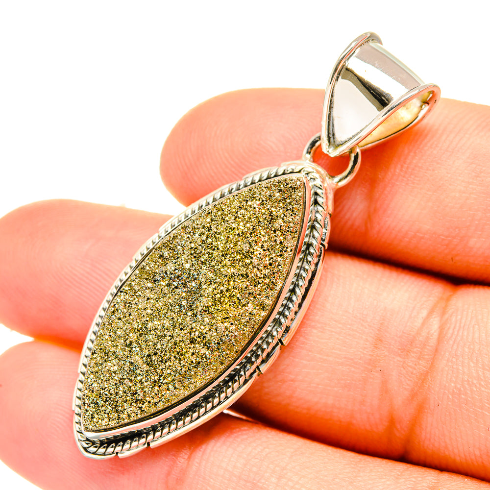 Spectro Pyrite Druzy Pendants handcrafted by Ana Silver Co - PD6771