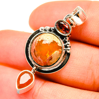 Mexican Fire Opal Pendants handcrafted by Ana Silver Co - PD6838