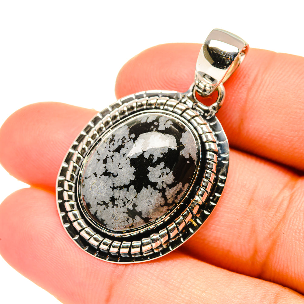 Snowflake Obsidian Pendants handcrafted by Ana Silver Co - PD6872