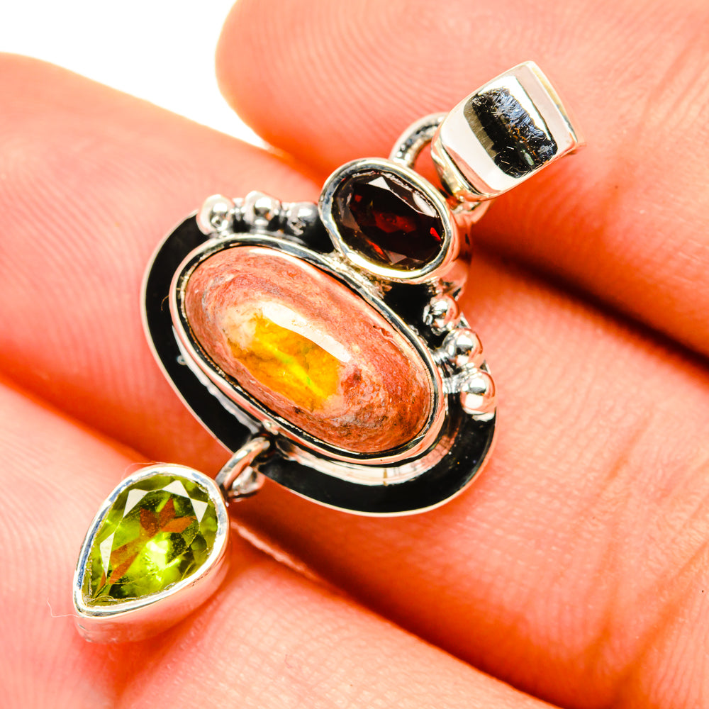 Mexican Fire Opal Pendants handcrafted by Ana Silver Co - PD6881