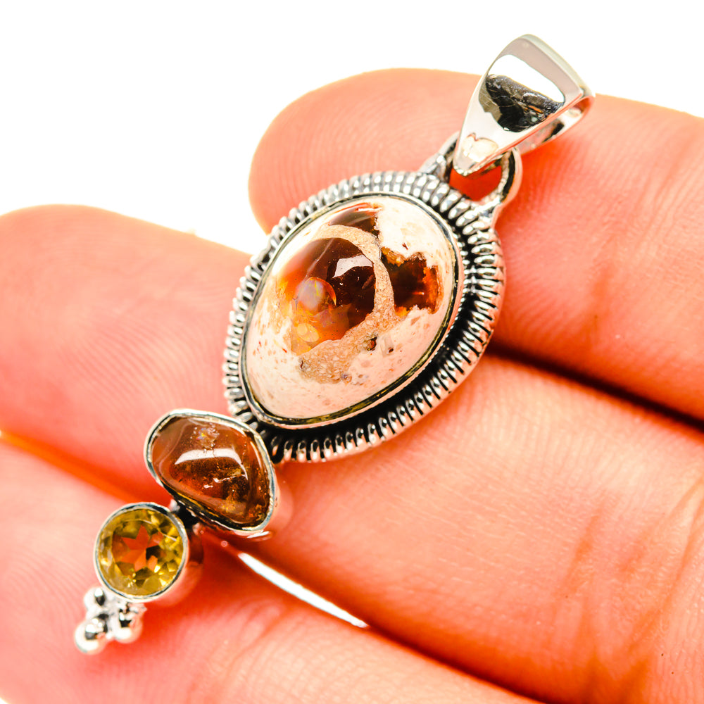 Mexican Fire Opal Pendants handcrafted by Ana Silver Co - PD6882