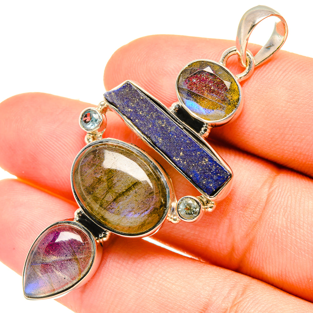 Labradorite, Lapis Lazuli, Blue Topaz Pendants handcrafted by Ana Silver Co - PD6888