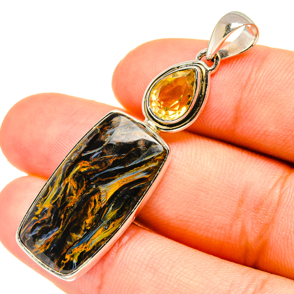 Pietersite, Citrine Pendants handcrafted by Ana Silver Co - PD6890